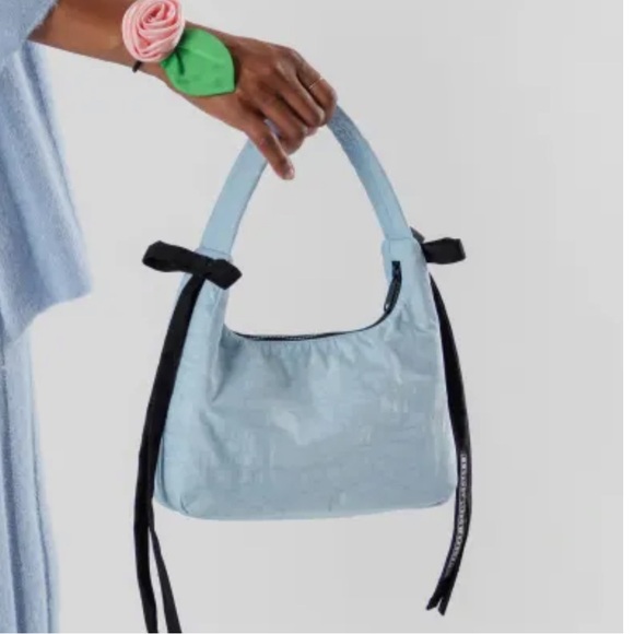 Sandy Liang Handbags - Sandy Liang x Baggu Baby Blue Shoulder Bag with Black Accents